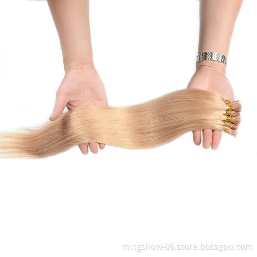 Russian i tip hair extensions silky straight